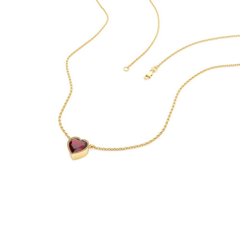 14K Gold Heart Shaped Garnet Layering Necklace - view 4