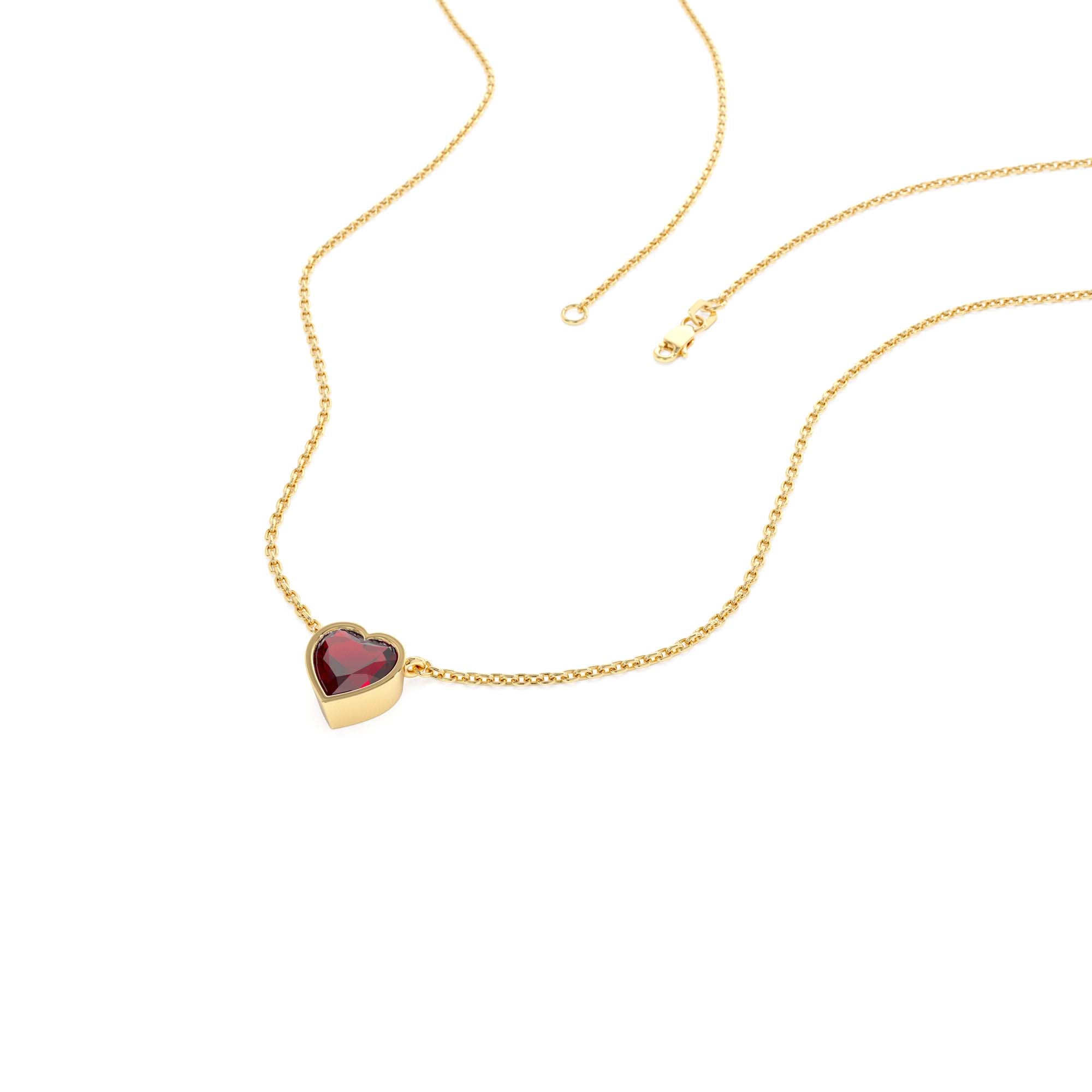 14K Gold Heart Shaped Garnet Layering Necklace - view 4