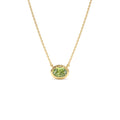 14K Gold Oval Shape Bezel Set Peridot Necklace by Orlina Fine