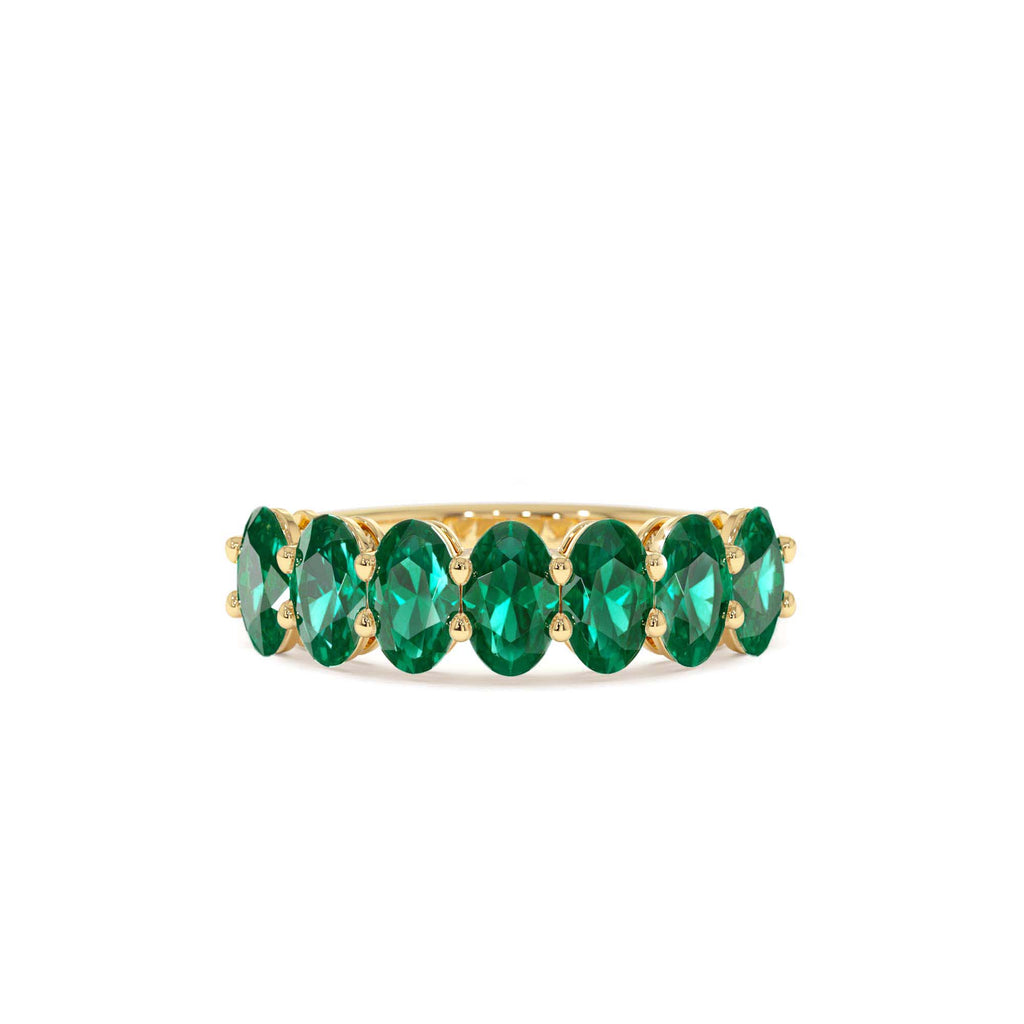 14k Oval Shaped Basket Setting Emerald Ring by Orlina Fine
