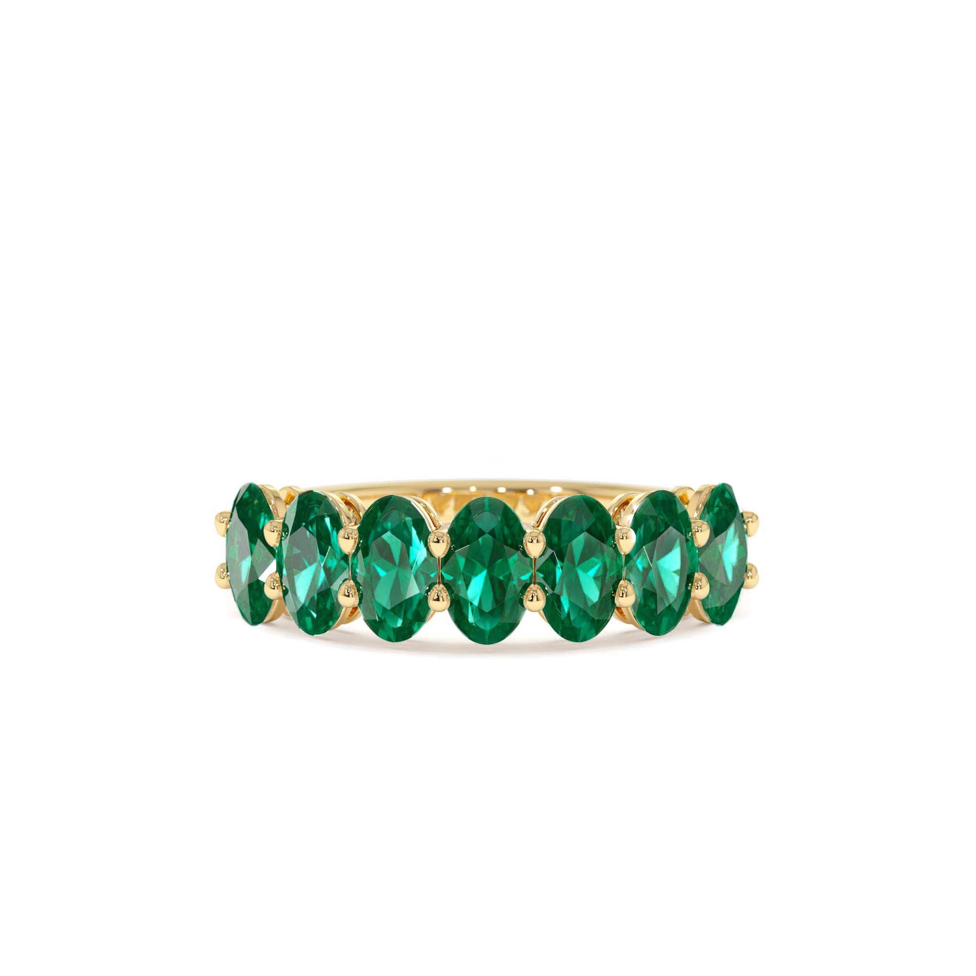 14k Oval Shaped Basket Setting Emerald Ring by Orlina Fine