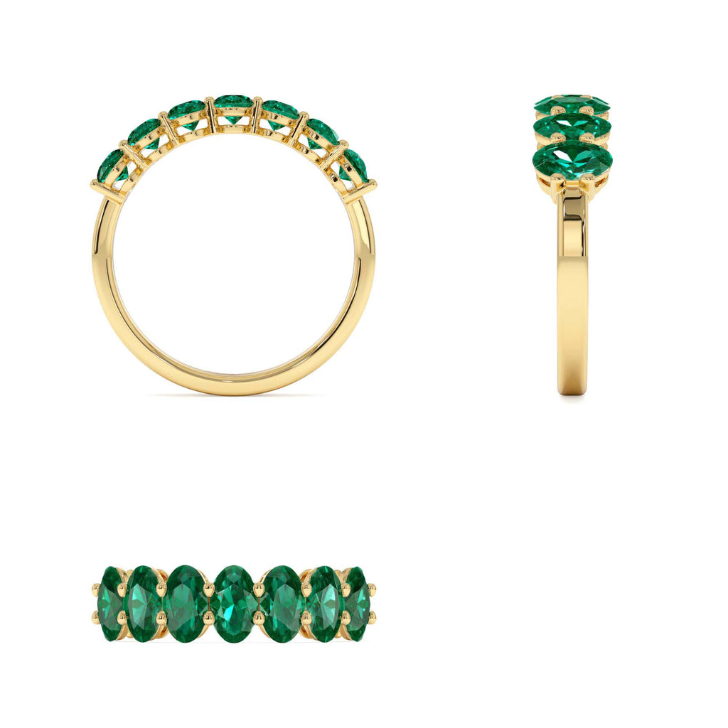 14k Oval Shaped Basket Setting Emerald Ring - view 5