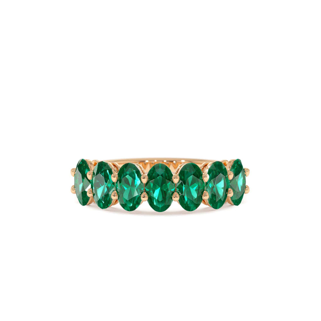 14k Oval Shaped Basket Setting Emerald Ring - view 2