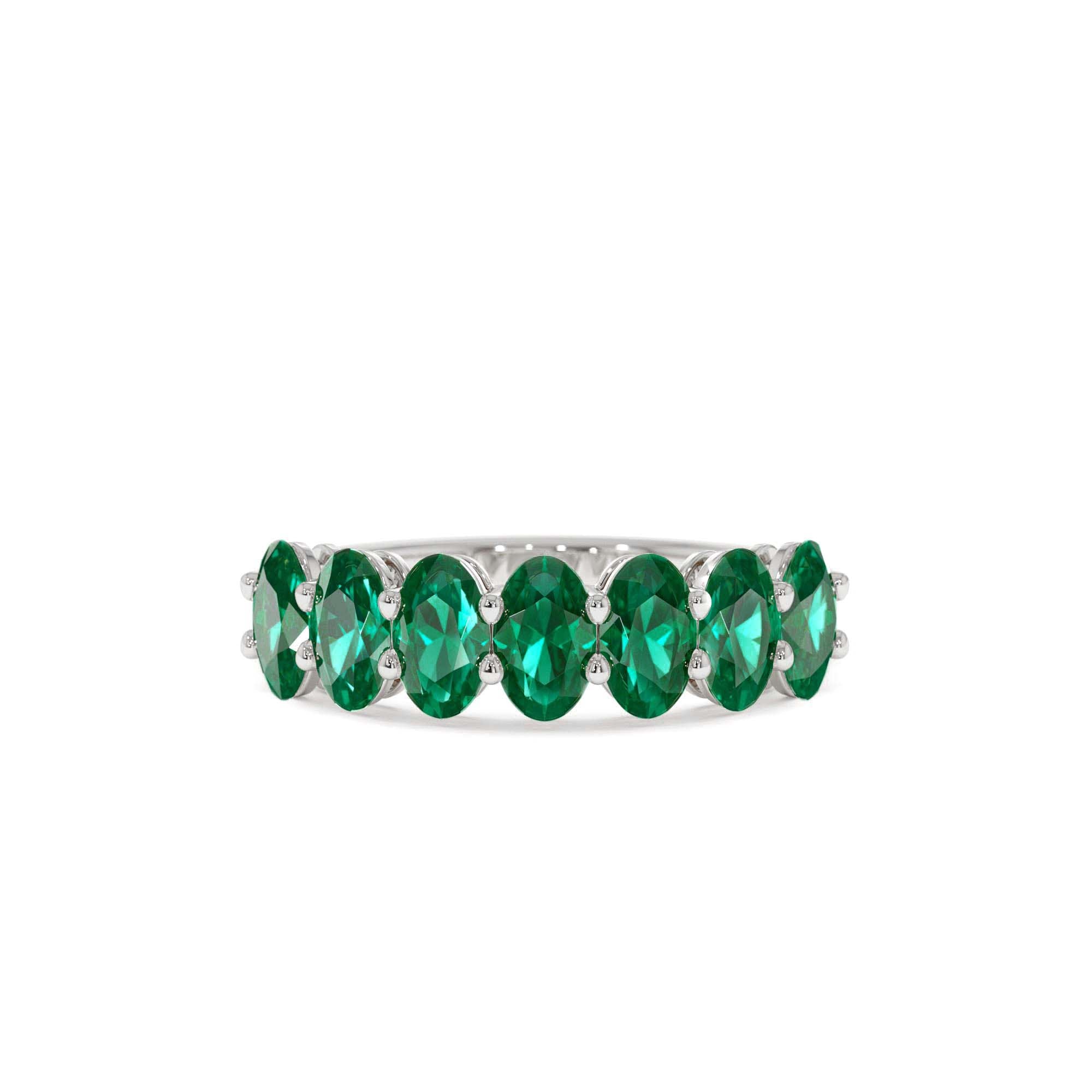 14k Oval Shaped Basket Setting Emerald Ring - view 3