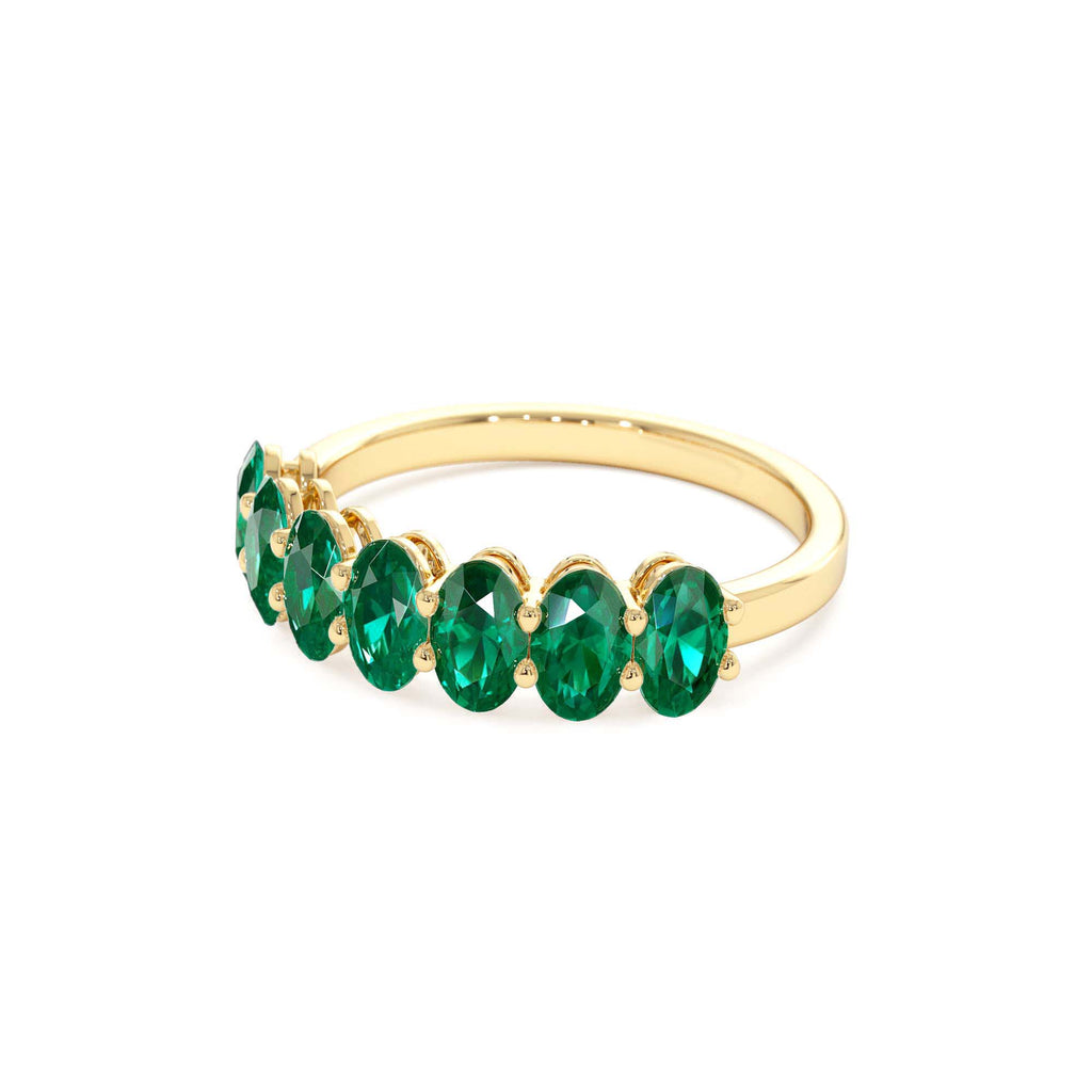 14k Oval Shaped Basket Setting Emerald Ring - view 4