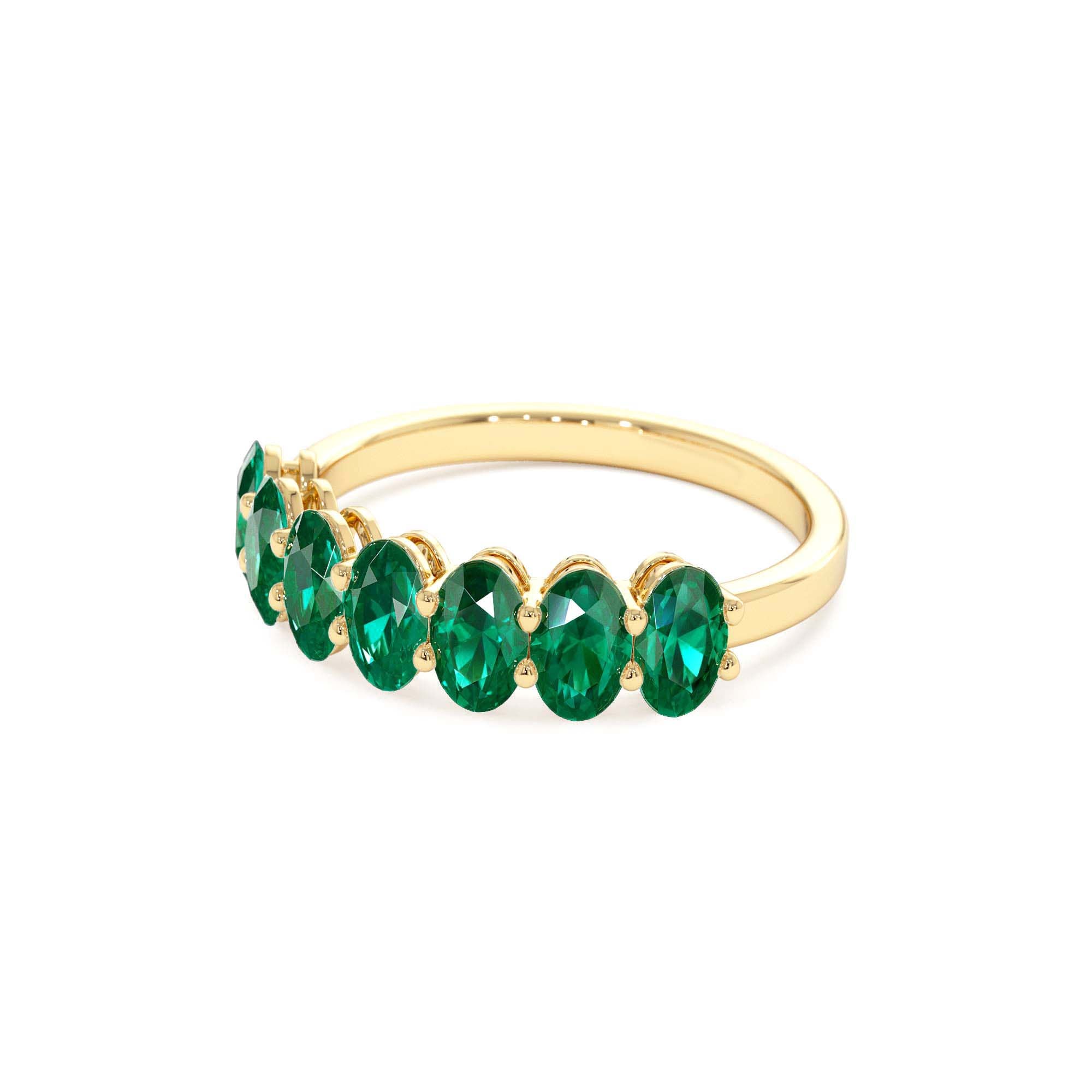 14k Oval Shaped Basket Setting Emerald Ring - view 4