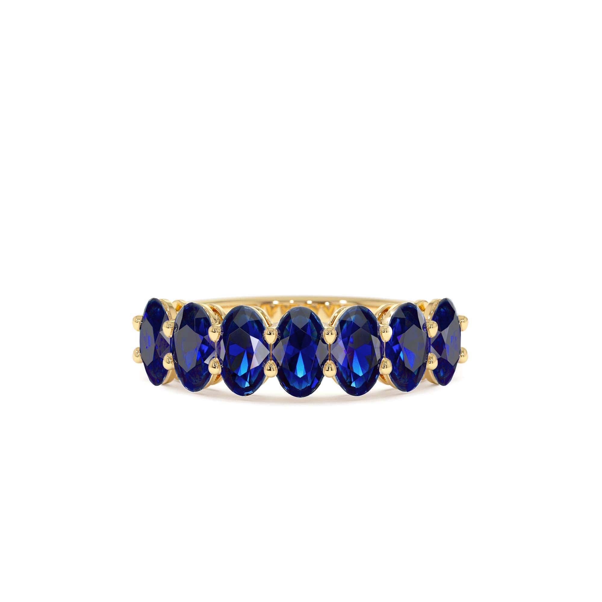 14k Oval Shaped Basket Setting Sapphire Ring by Orlina Fine