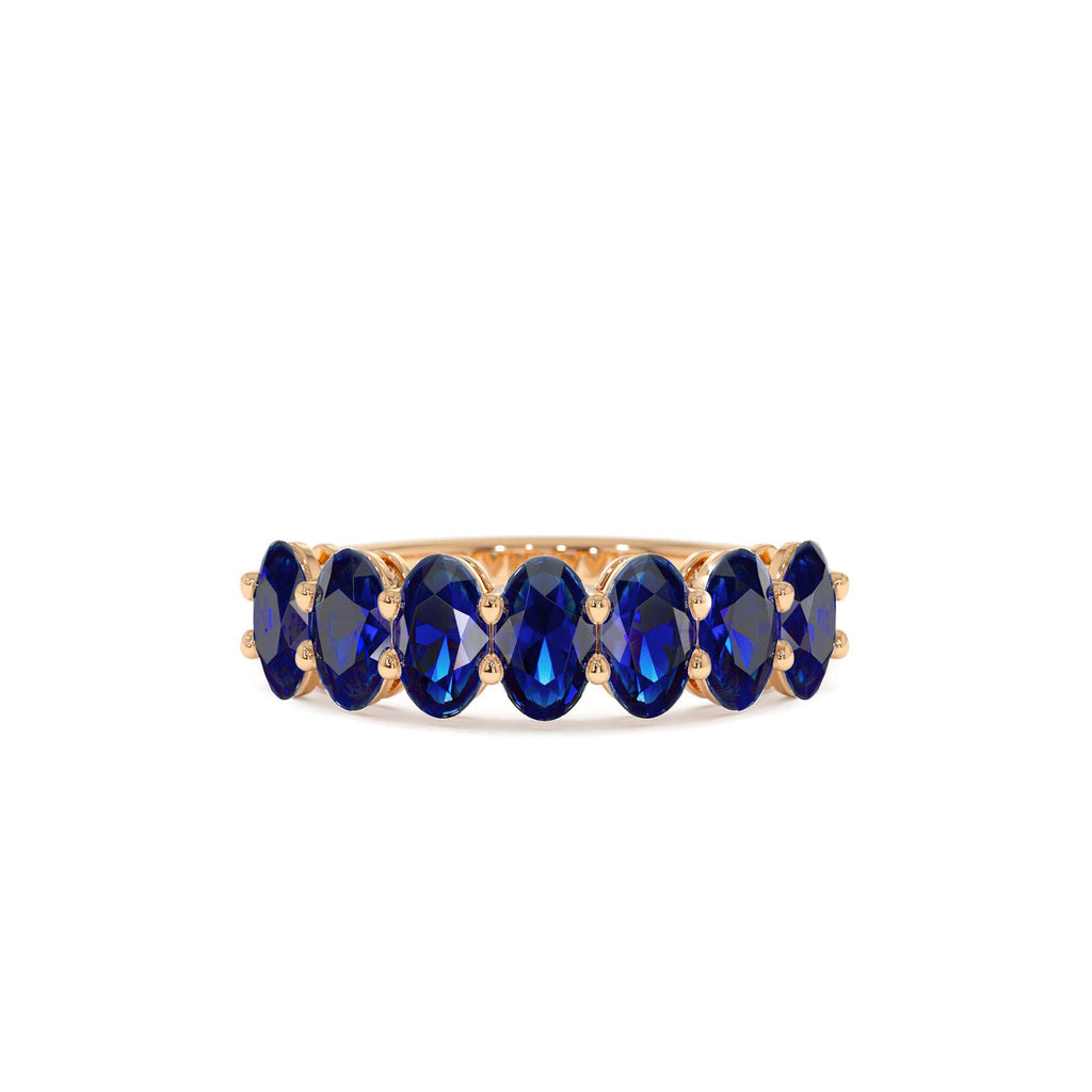 14k Oval Shaped Basket Setting Sapphire Ring - view 2