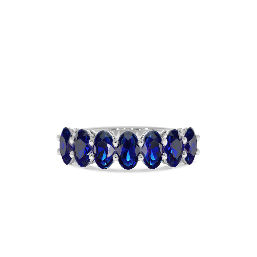 14k Oval Shaped Basket Setting Sapphire Ring - view 3