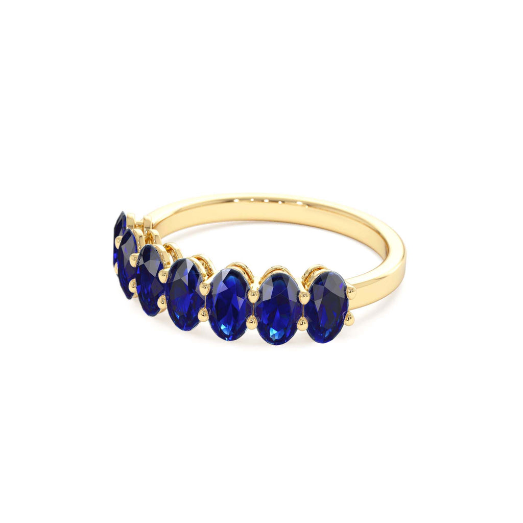 14k Oval Shaped Basket Setting Sapphire Ring - view 4