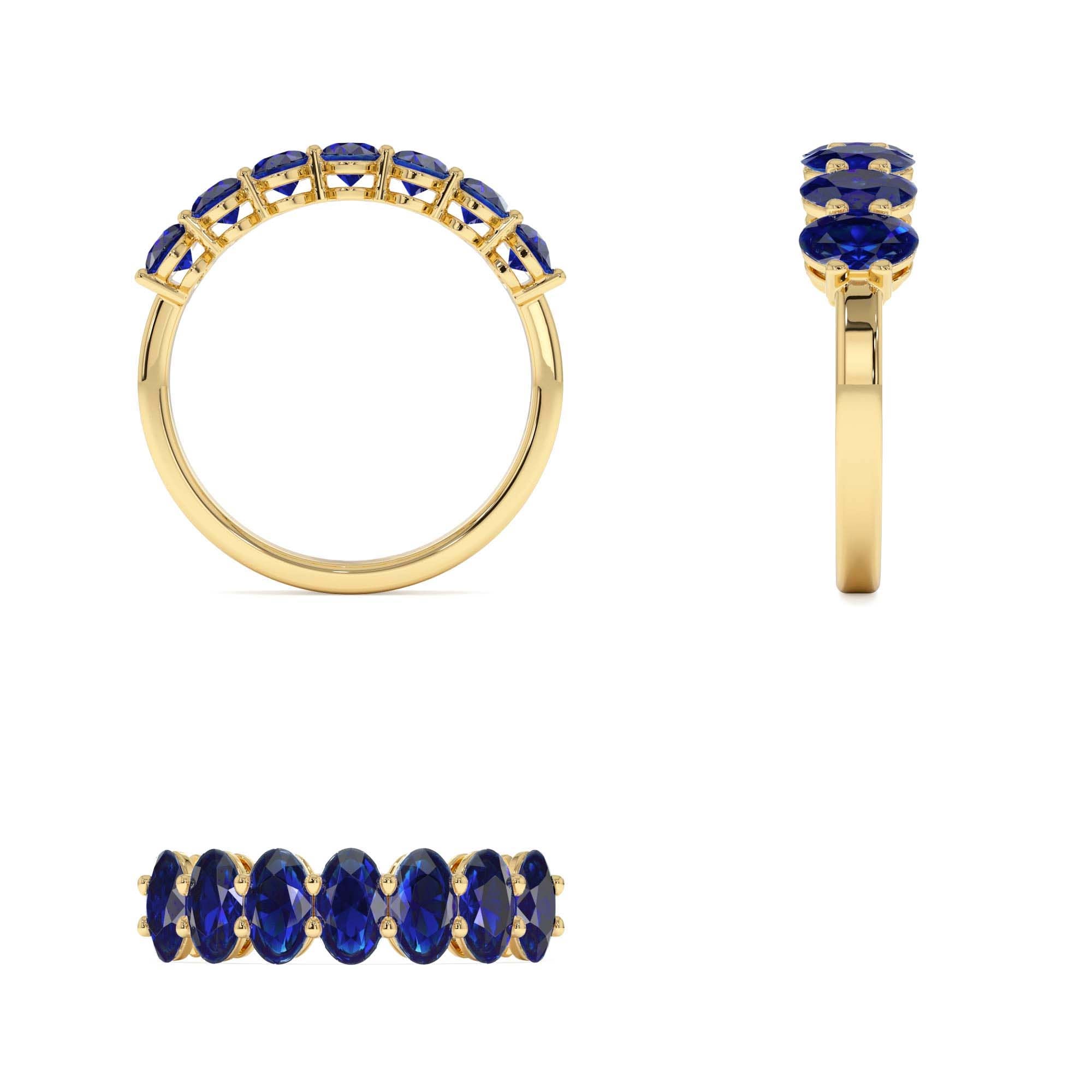 14k Oval Shaped Basket Setting Sapphire Ring - view 5