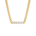14k Diamond Bar Cuban Chain Necklace by Orlina Fine