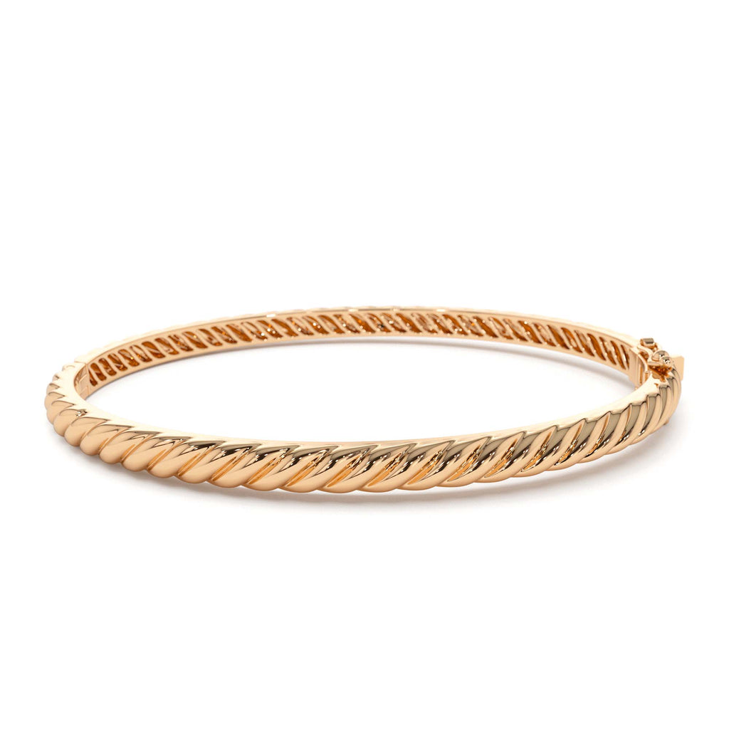 14K Twist Rope Dainty Cable Bangle - view 2