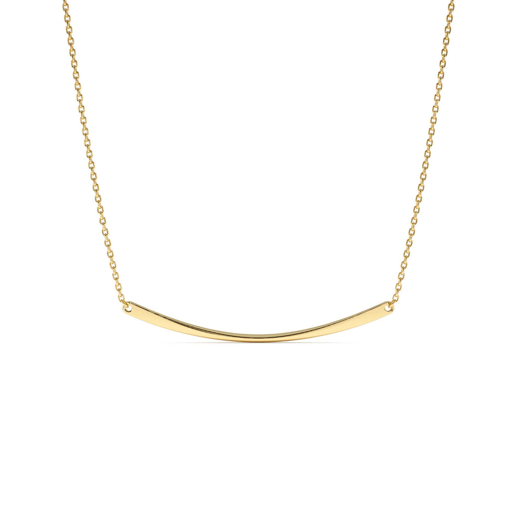 14k Gold Curved Bar Necklace by Orlina Fine