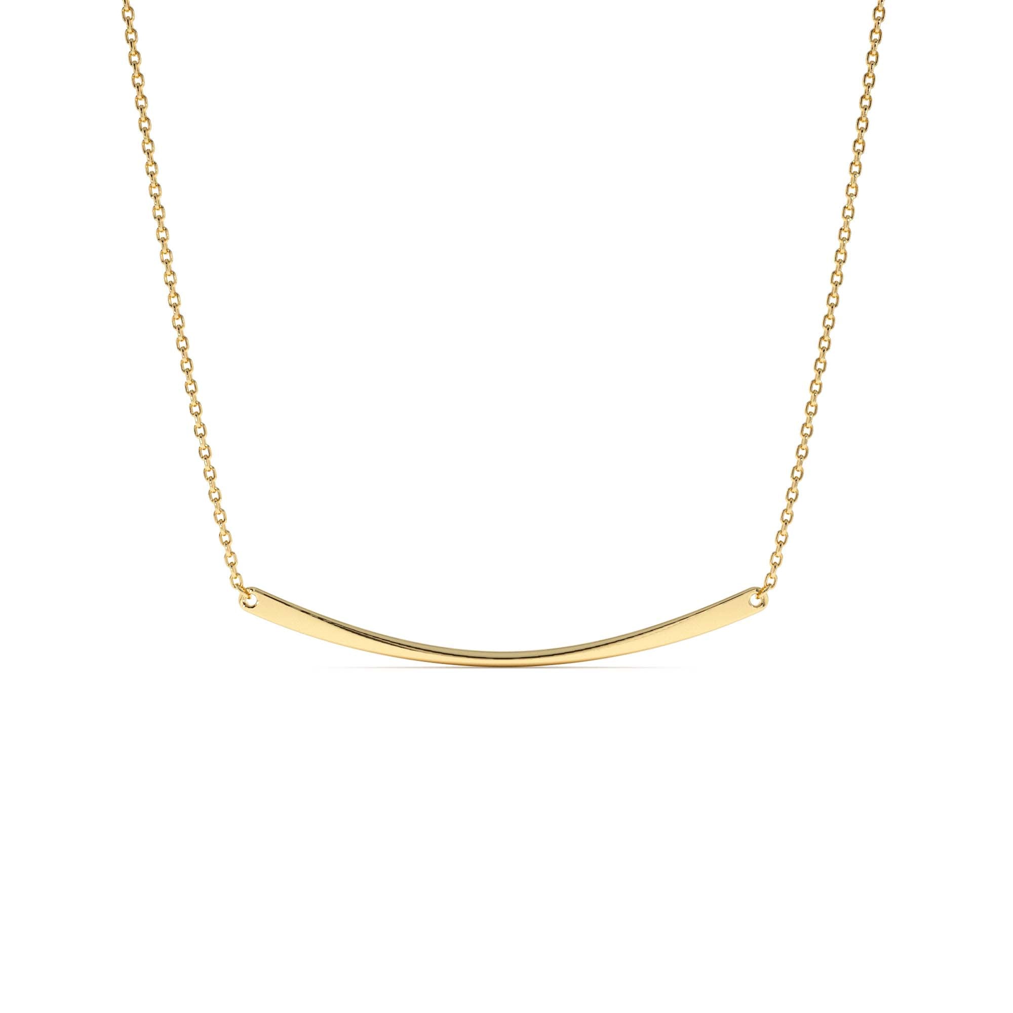 14k Gold Curved Bar Necklace by Orlina Fine