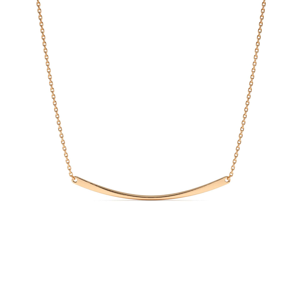 14k Gold Curved Bar Necklace - view 2