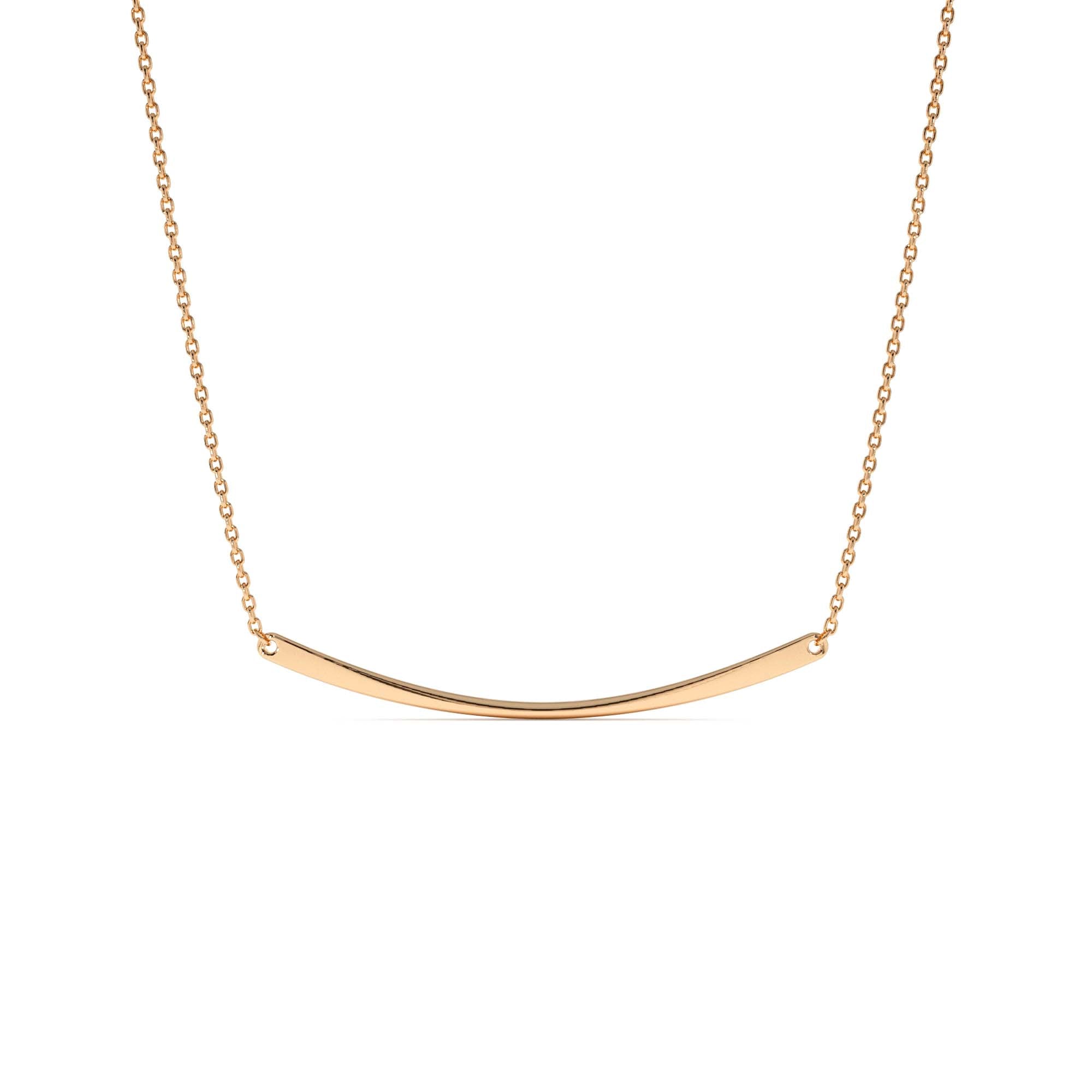 14k Gold Curved Bar Necklace - view 2
