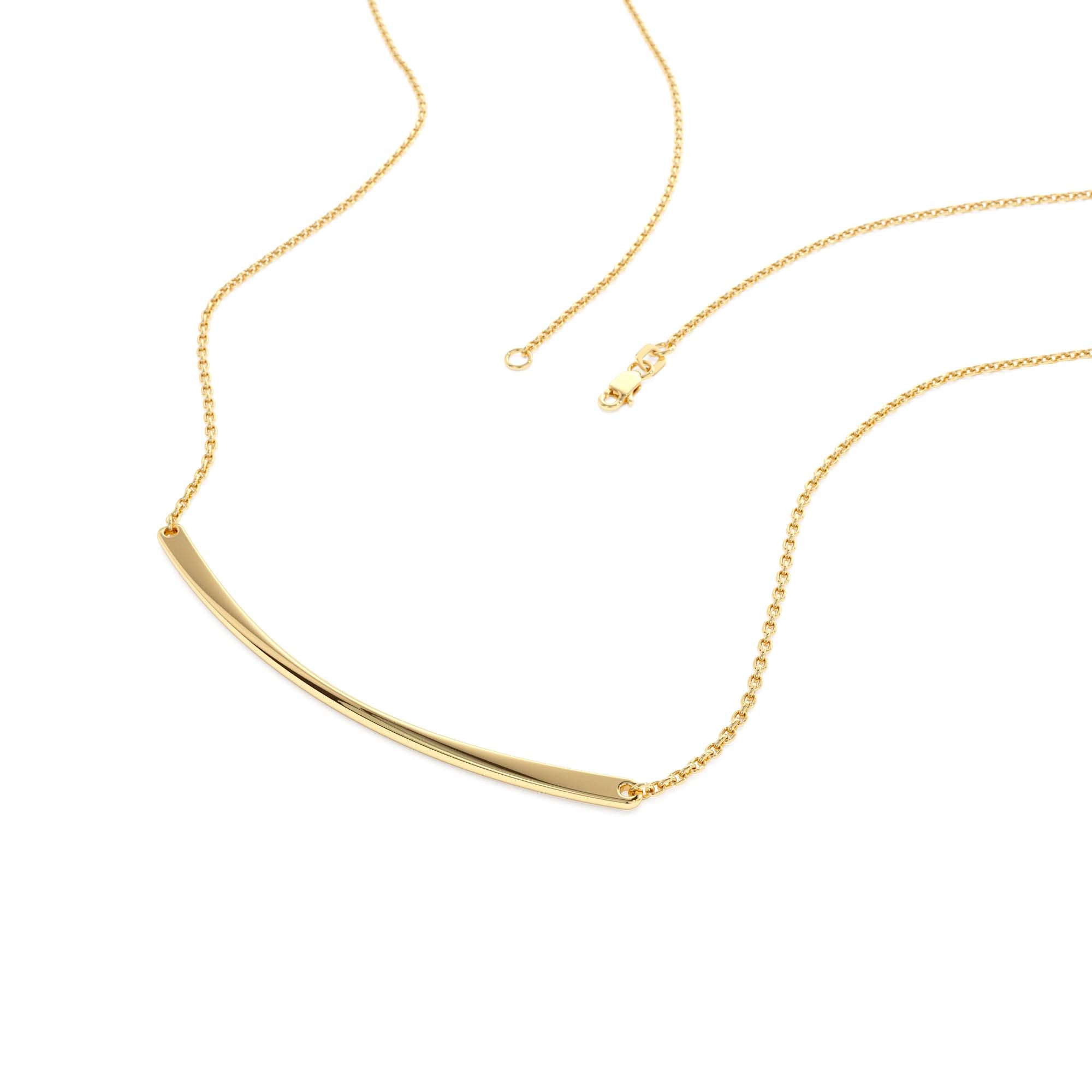 14k Gold Curved Bar Necklace - view 4