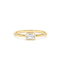 14k Bezel Set Emerald Cut Diamond Solitaire Ring by Orlina Fine