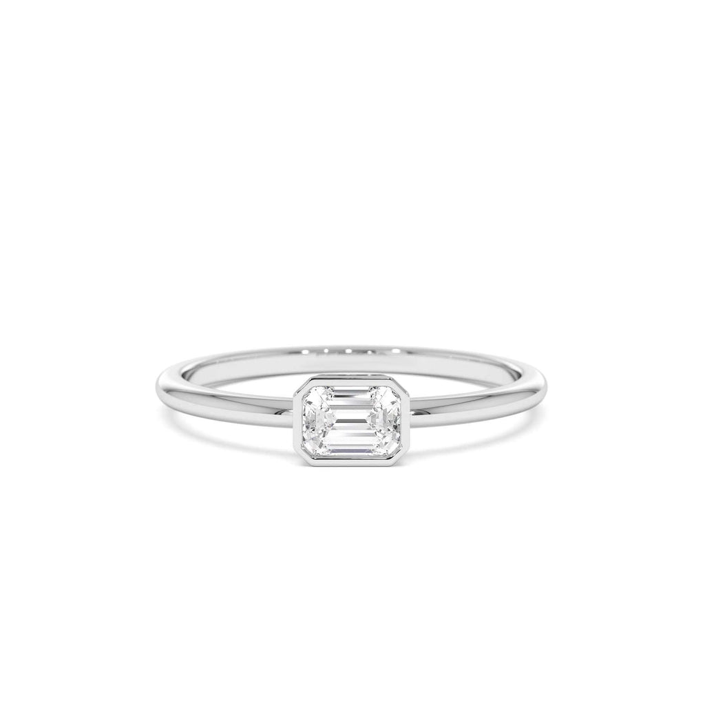 14k Bezel Set Emerald Cut Diamond Solitaire Ring - view 2