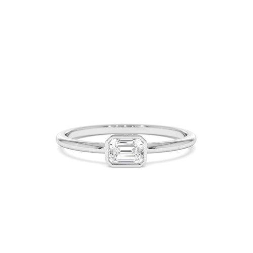 14k Bezel Set Emerald Cut Diamond Solitaire Ring - view 2