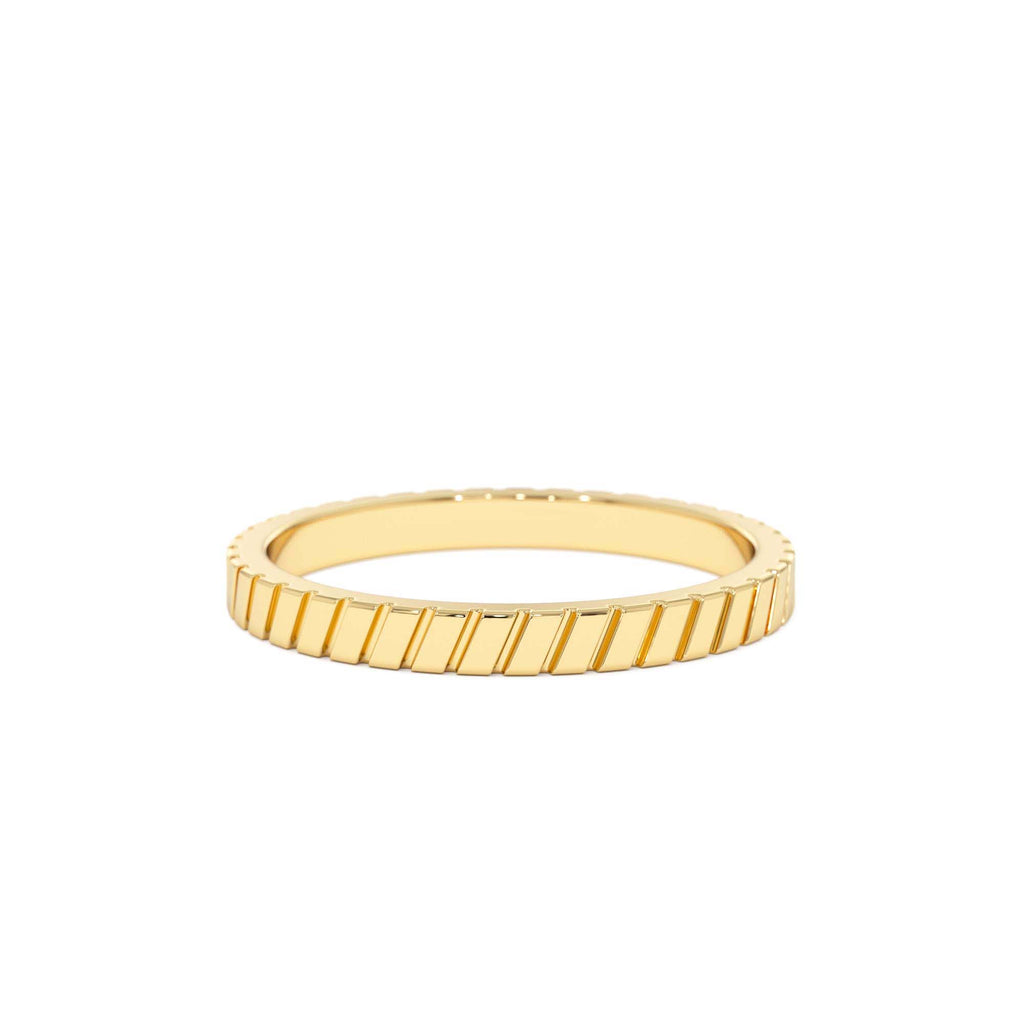 14k Diagonal Fluted Band Ring by Orlina Fine