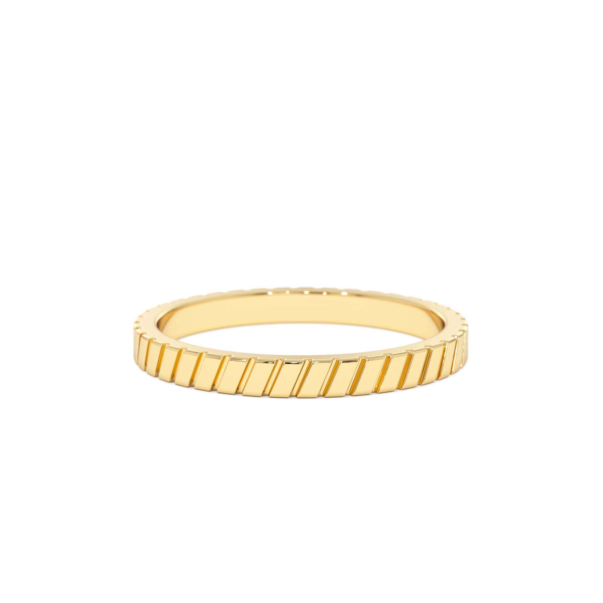 14k Diagonal Fluted Band Ring by Orlina Fine