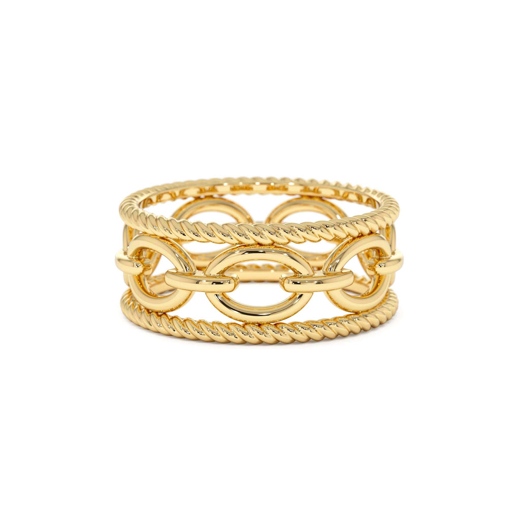 14k Rope Chain Link Unique Ring by Orlina Fine