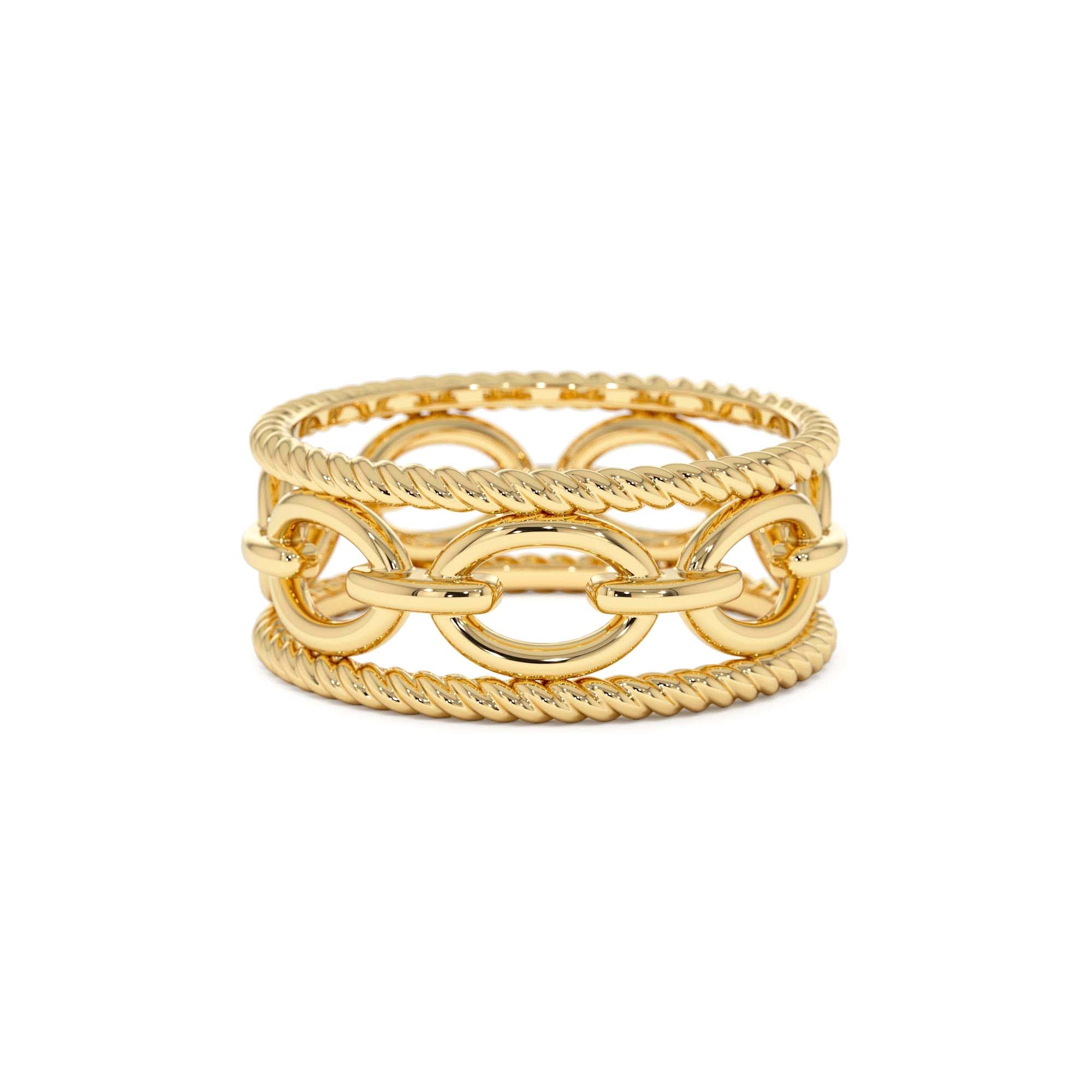 14k Rope Chain Link Unique Ring by Orlina Fine