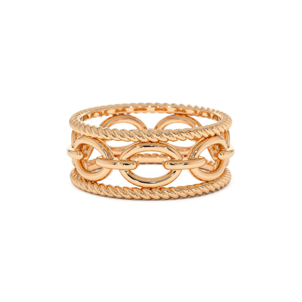 14k Rope Chain Link Unique Ring - view 2
