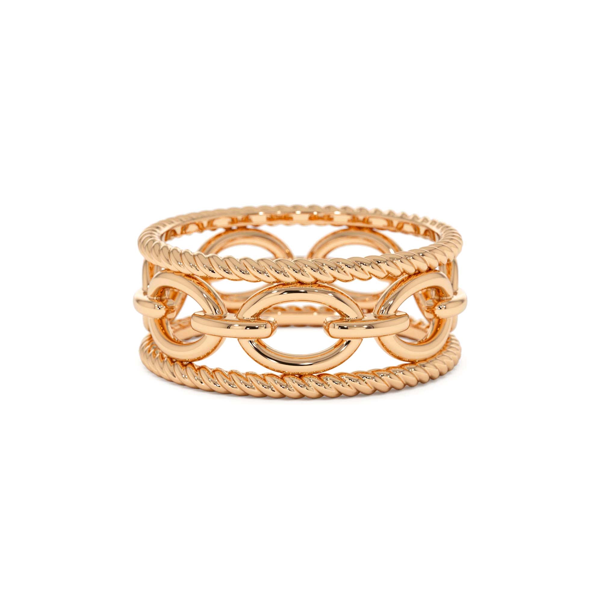 14k Rope Chain Link Unique Ring - view 2