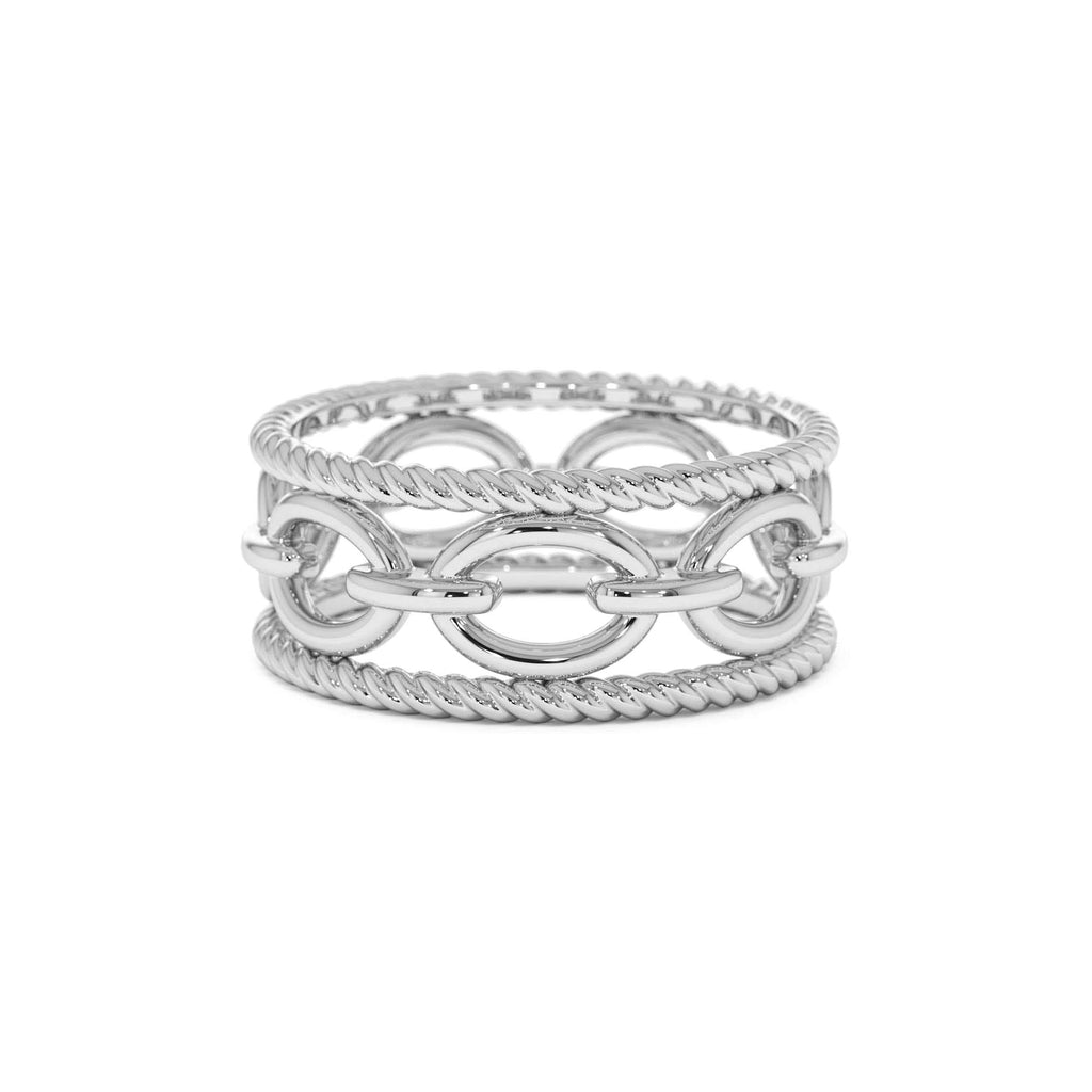 14k Rope Chain Link Unique Ring - view 3
