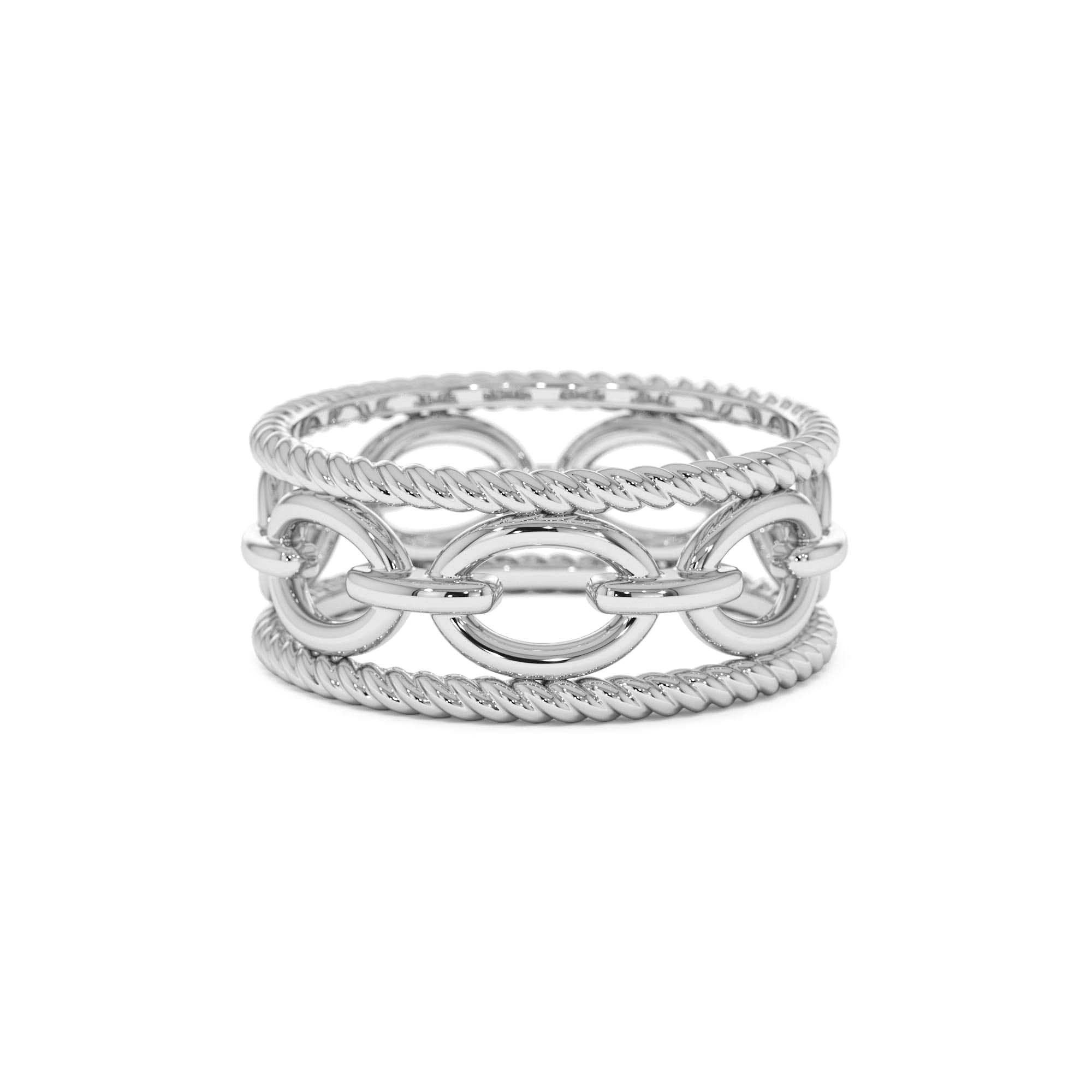 14k Rope Chain Link Unique Ring - view 3