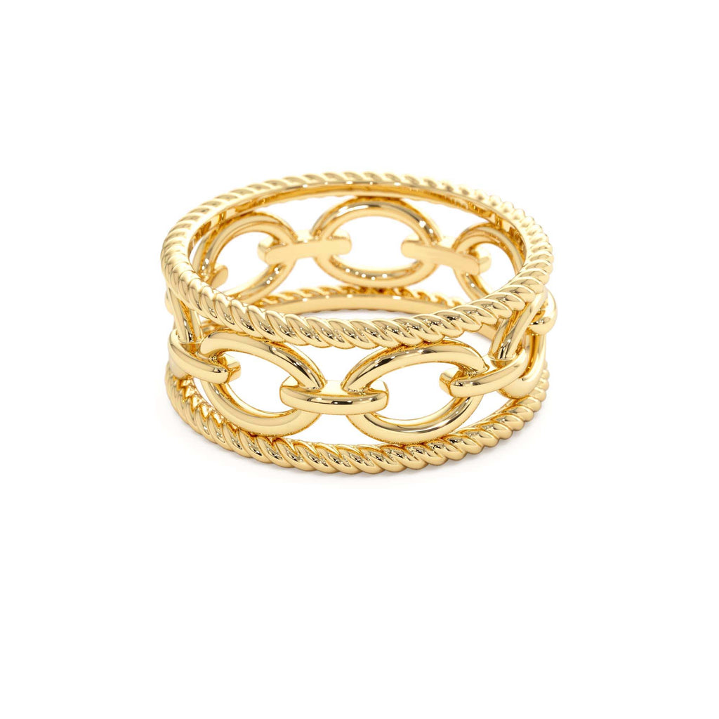 14k Rope Chain Link Unique Ring - view 4