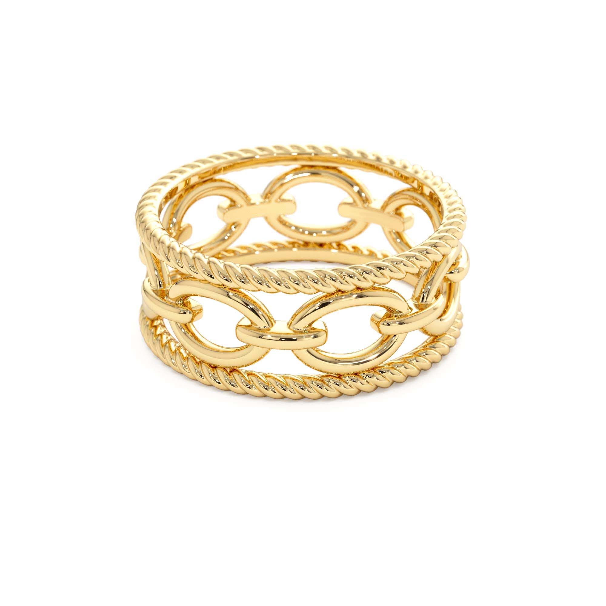 14k Rope Chain Link Unique Ring - view 4