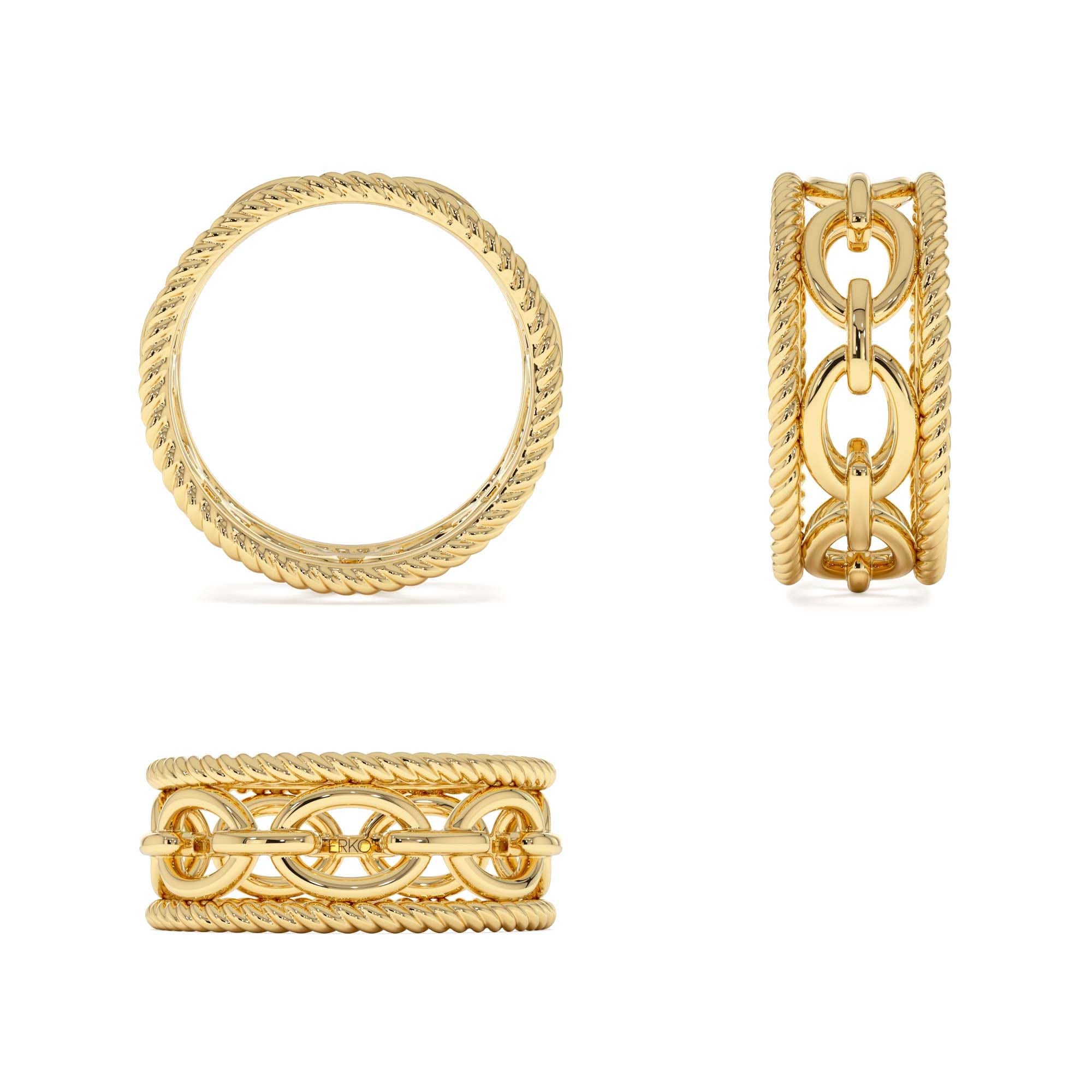 14k Rope Chain Link Unique Ring - view 5