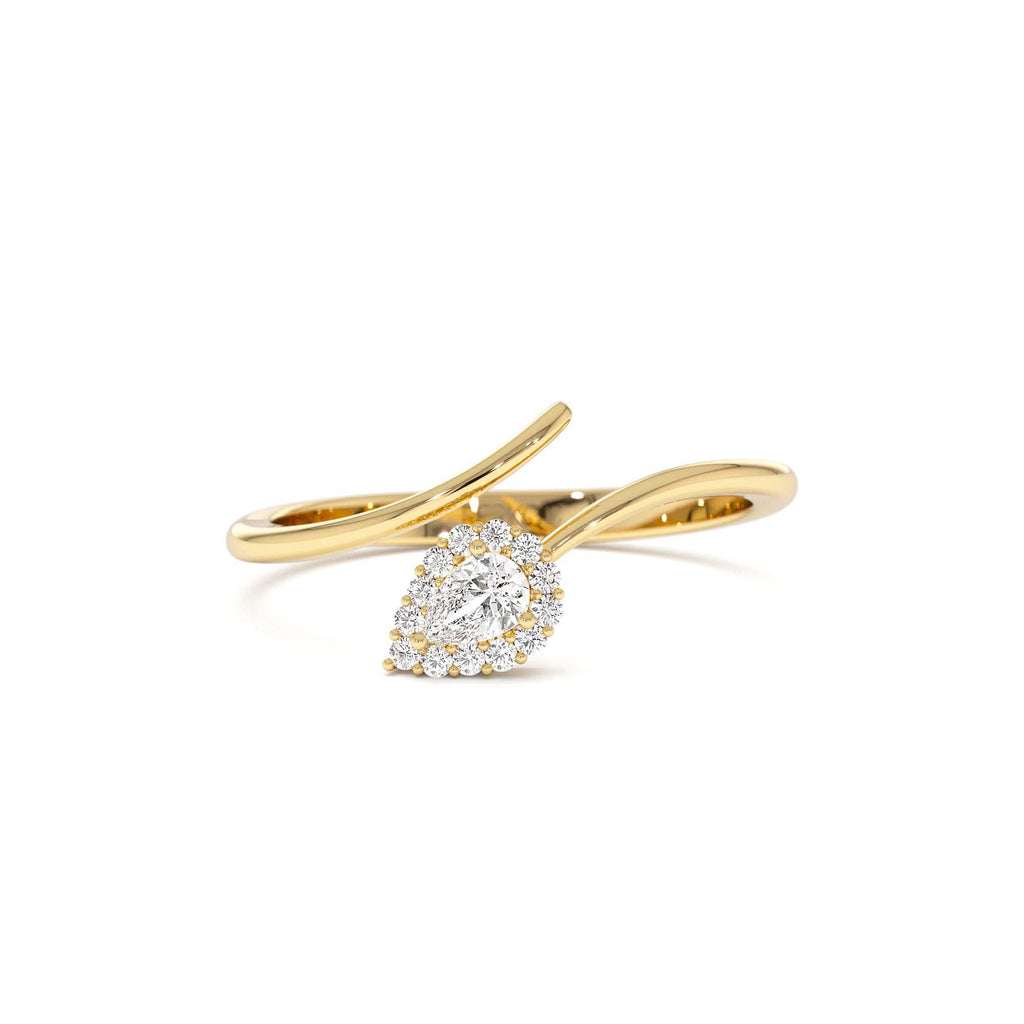 14K Pear-Shaped Diamond Wrap Ring by Orlina Fine