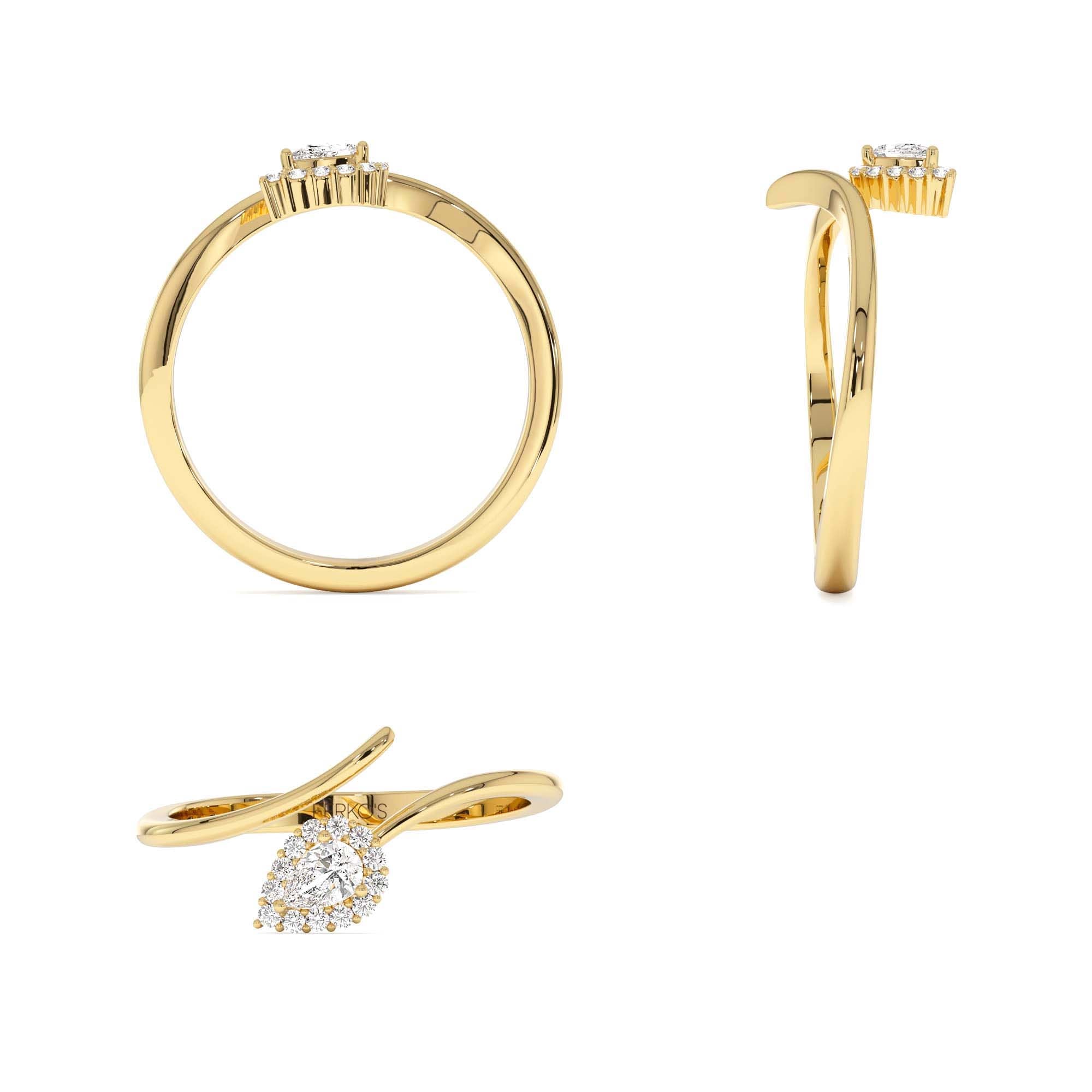 14K Pear-Shaped Diamond Wrap Ring - view 5
