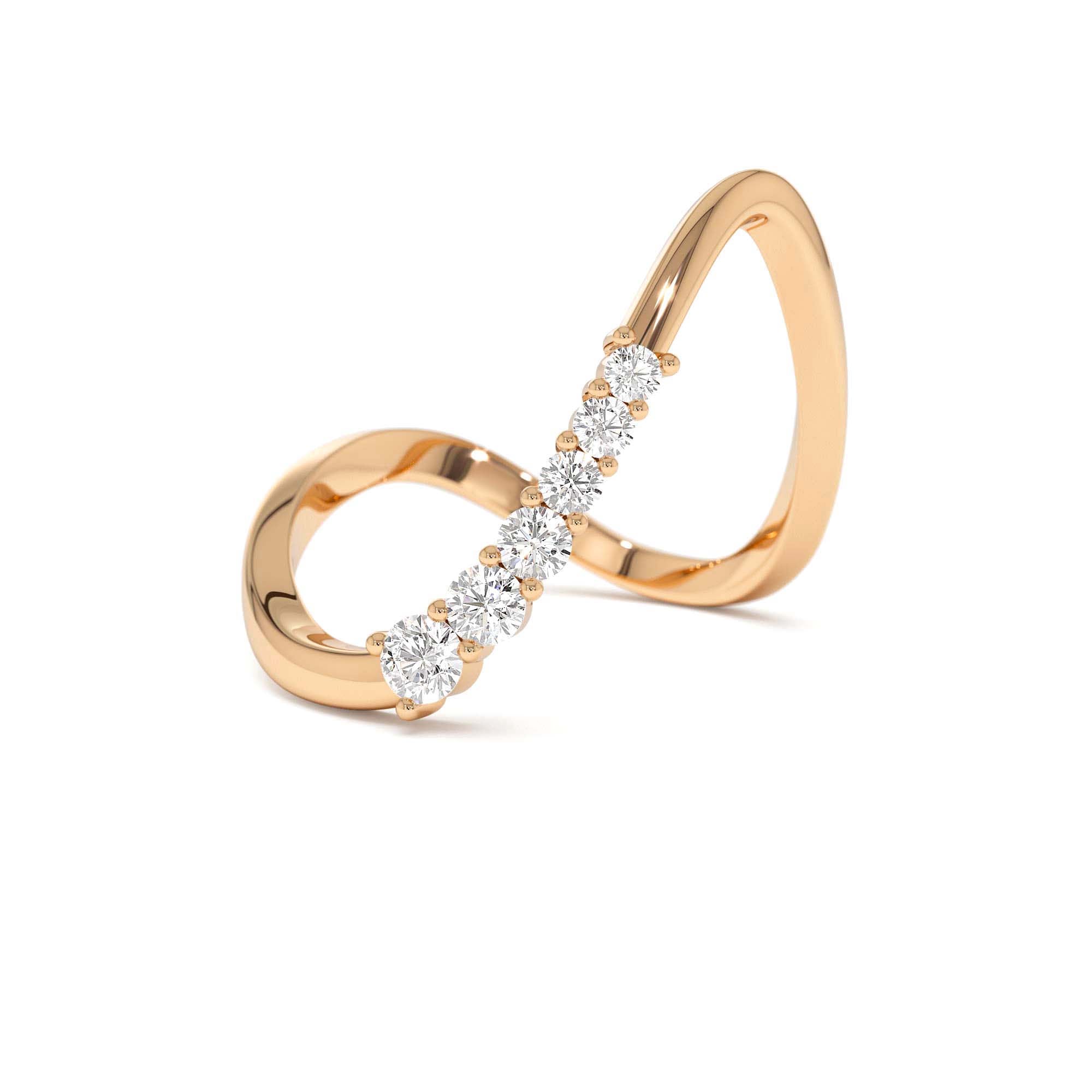 14K Open Twist Unique Diamond Ring - view 2