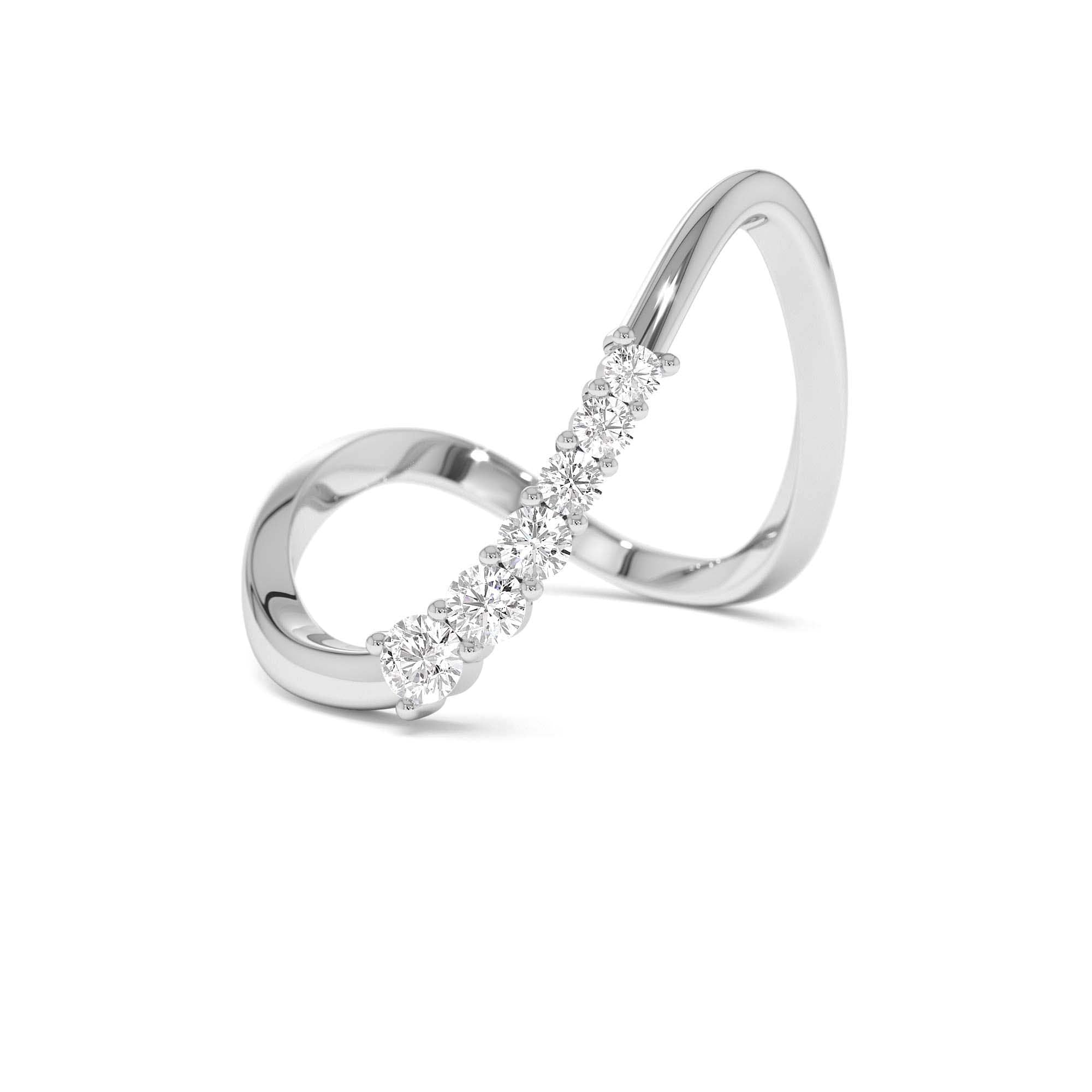 14K Open Twist Unique Diamond Ring - view 3