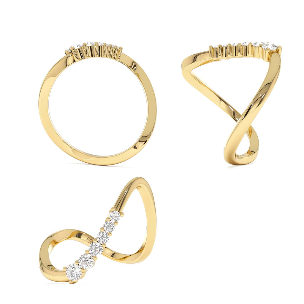 14K Open Twist Unique Diamond Ring - view 5