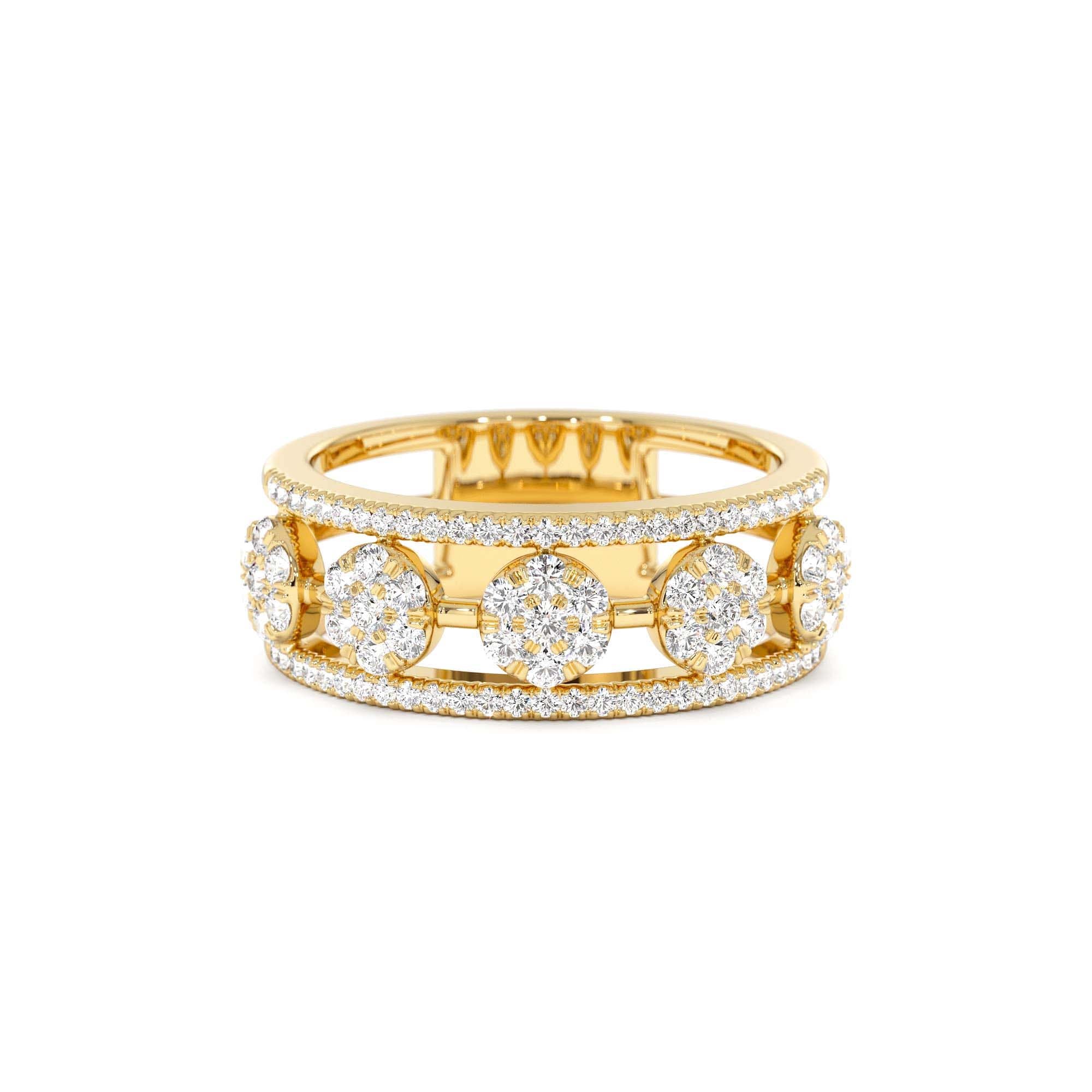 14K Circle Cluster Diamond Band Ring by Orlina Fine