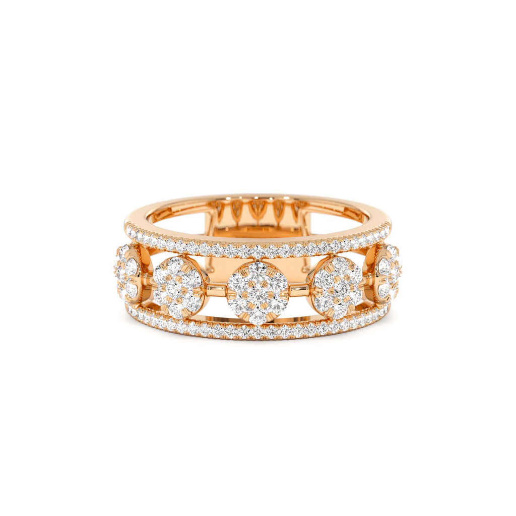 14K Circle Cluster Diamond Band Ring - view 2
