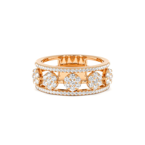 14K Circle Cluster Diamond Band Ring - view 2