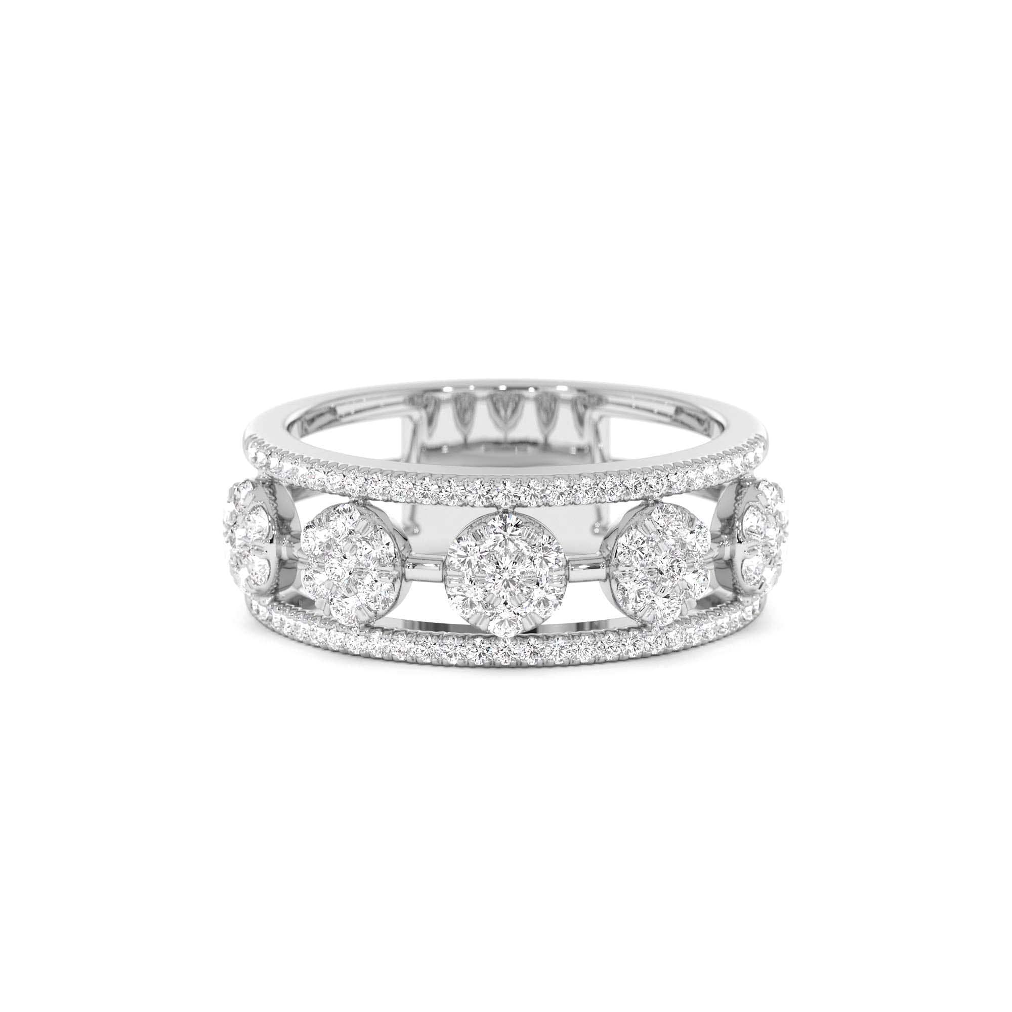 14K Circle Cluster Diamond Band Ring - view 3
