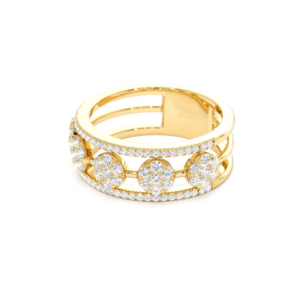 14K Circle Cluster Diamond Band Ring - view 4
