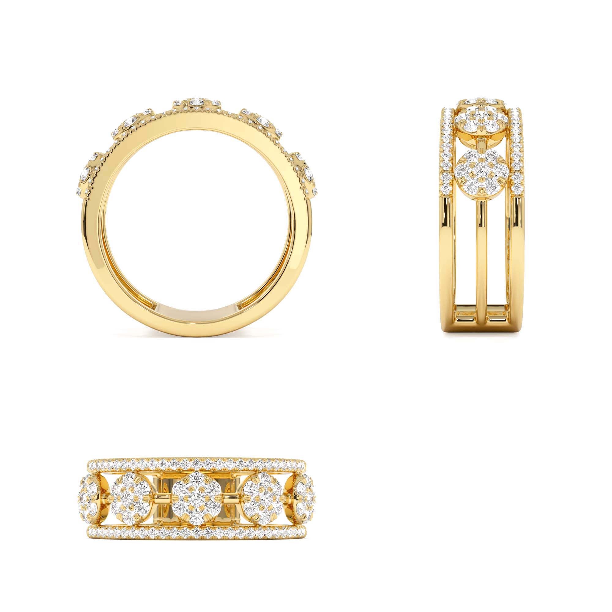 14K Circle Cluster Diamond Band Ring - view 5