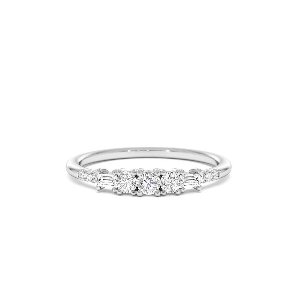 14K Gold Round & Baguette Diamond Accent Ring - view 3