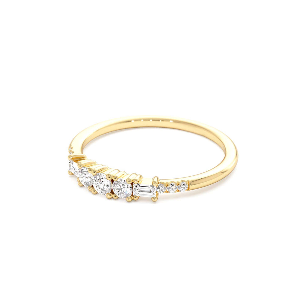 14K Gold Round & Baguette Diamond Accent Ring - view 4