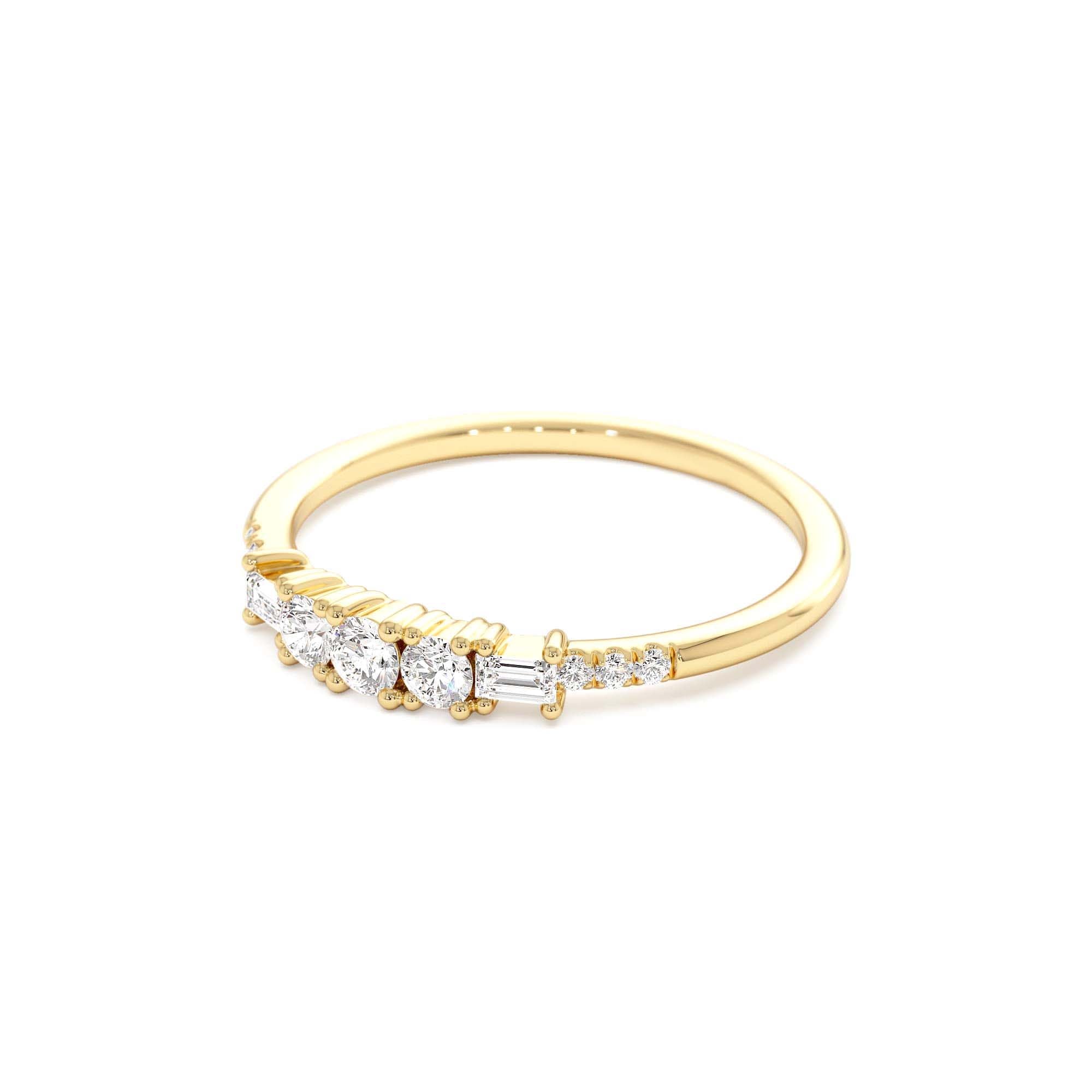 14K Gold Round & Baguette Diamond Accent Ring - view 4